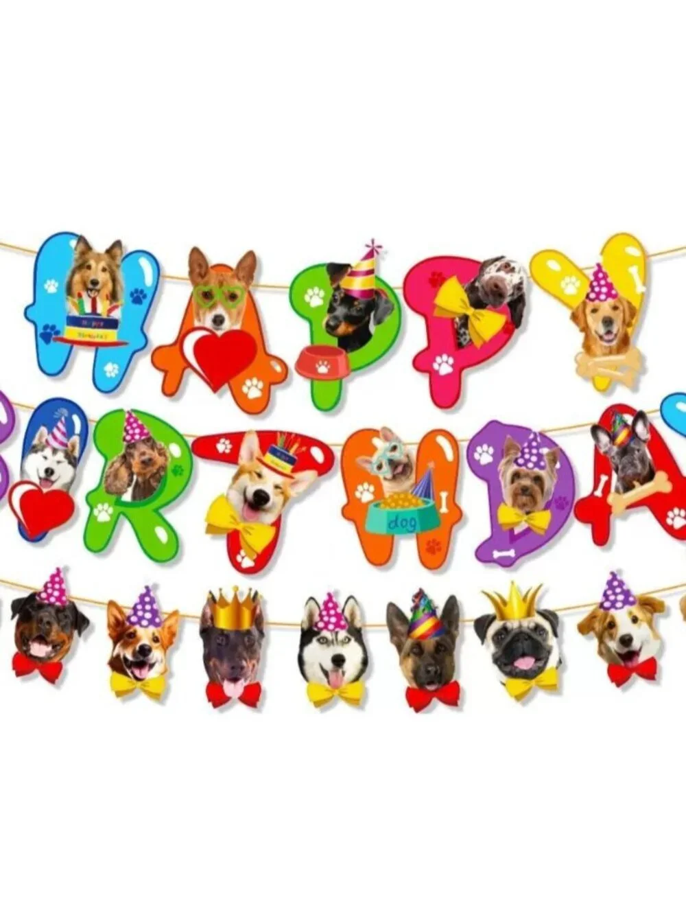 Dog Colorful Themed Birthday Party Decorations Set – Banner, Garland & Toppers